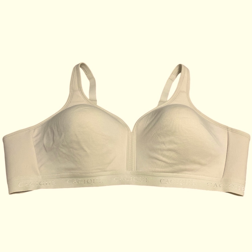 Cacique Cream Full Coverage Bra with Molded Cups and Wide Straps